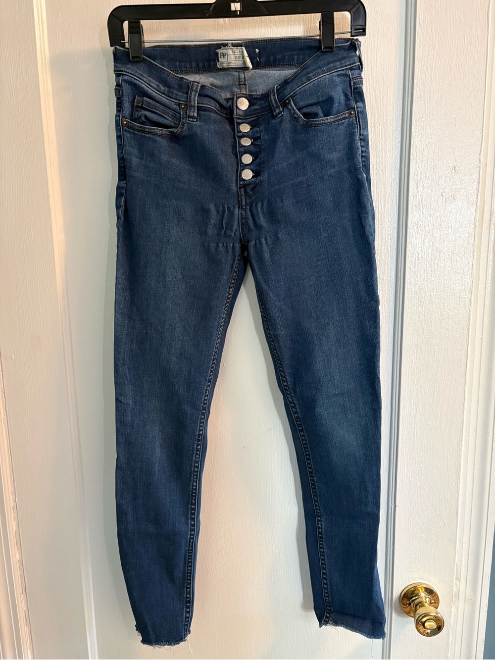 Free People High-Rise Dark Blue Button-Fly Women’s Jeans